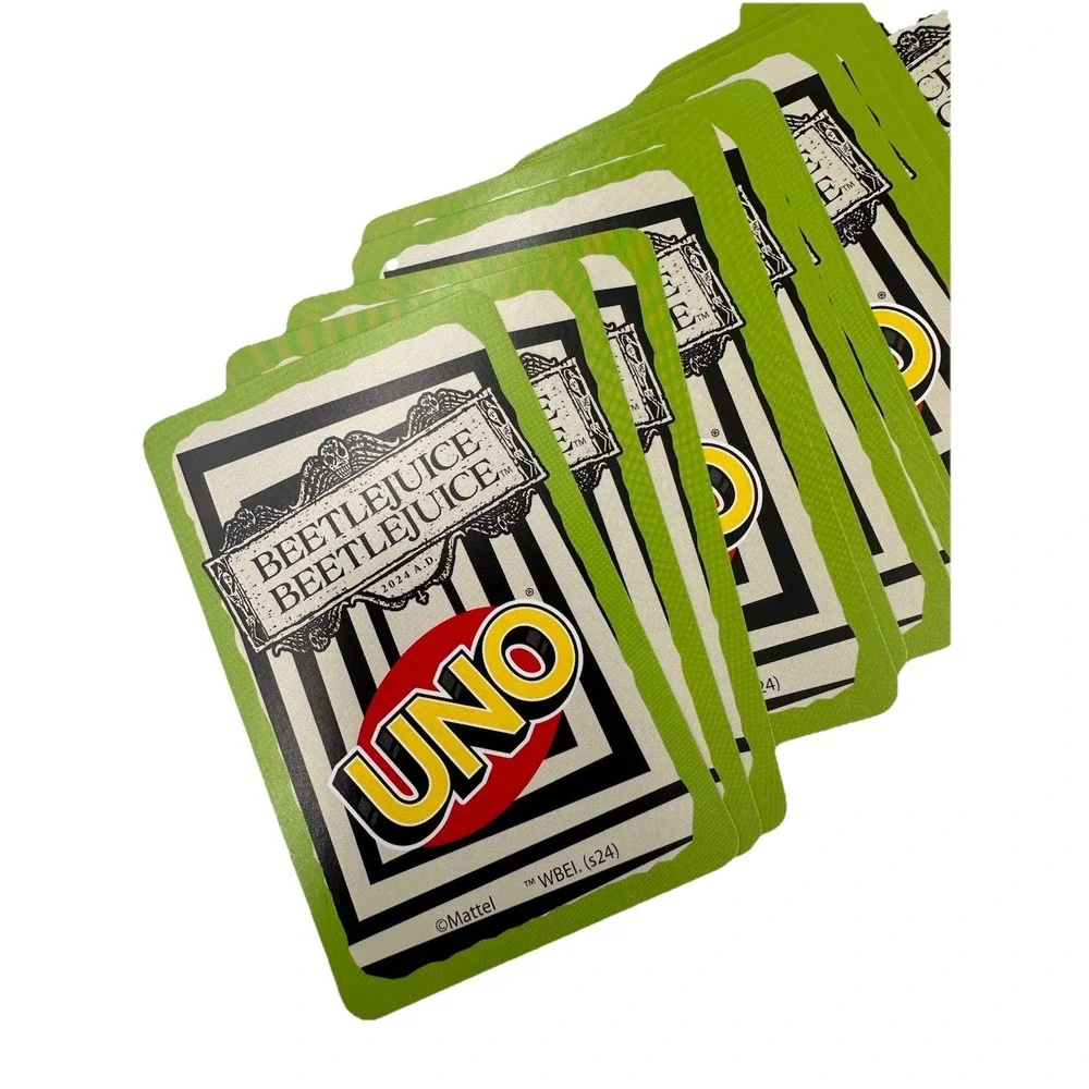 UNO Beetlejuice Card Game Mattel Beetlejuice 2 Lydia Deetz Halloween Game Night